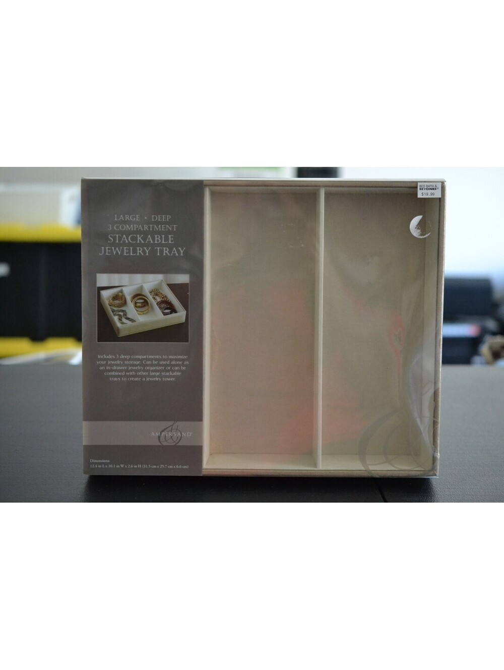 Ampersand Bed Bath & Beyond Large 3 Compartment Stackable Jewelry Tray